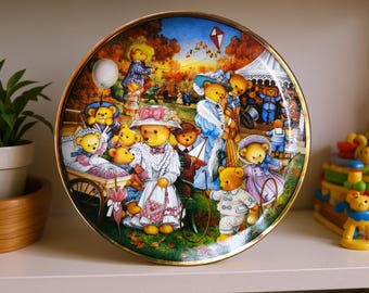 Plato de paseo con osito de peluche – Plato de colección de porcelana de Franklin Mint