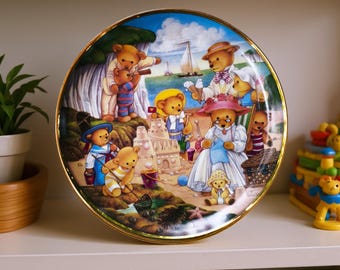 Plato de colección "Teddy Bear Beach Party" de Franklin Mint – Porcelana de edición limitada