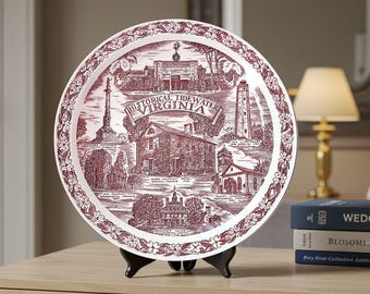 Plato de recuerdo vintage de Virginia: Monumentos históricos de Tidewater