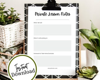 Private Lesson Feedback Sheet