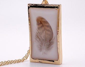 Feather necklace | resin and feather necklace | boho feather necklace | guardian angel feather necklace