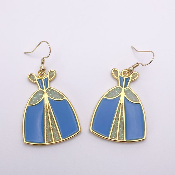 Blue Princess Dress Earrings | Blue resin princess gown earrings | Ball Gown Earrings