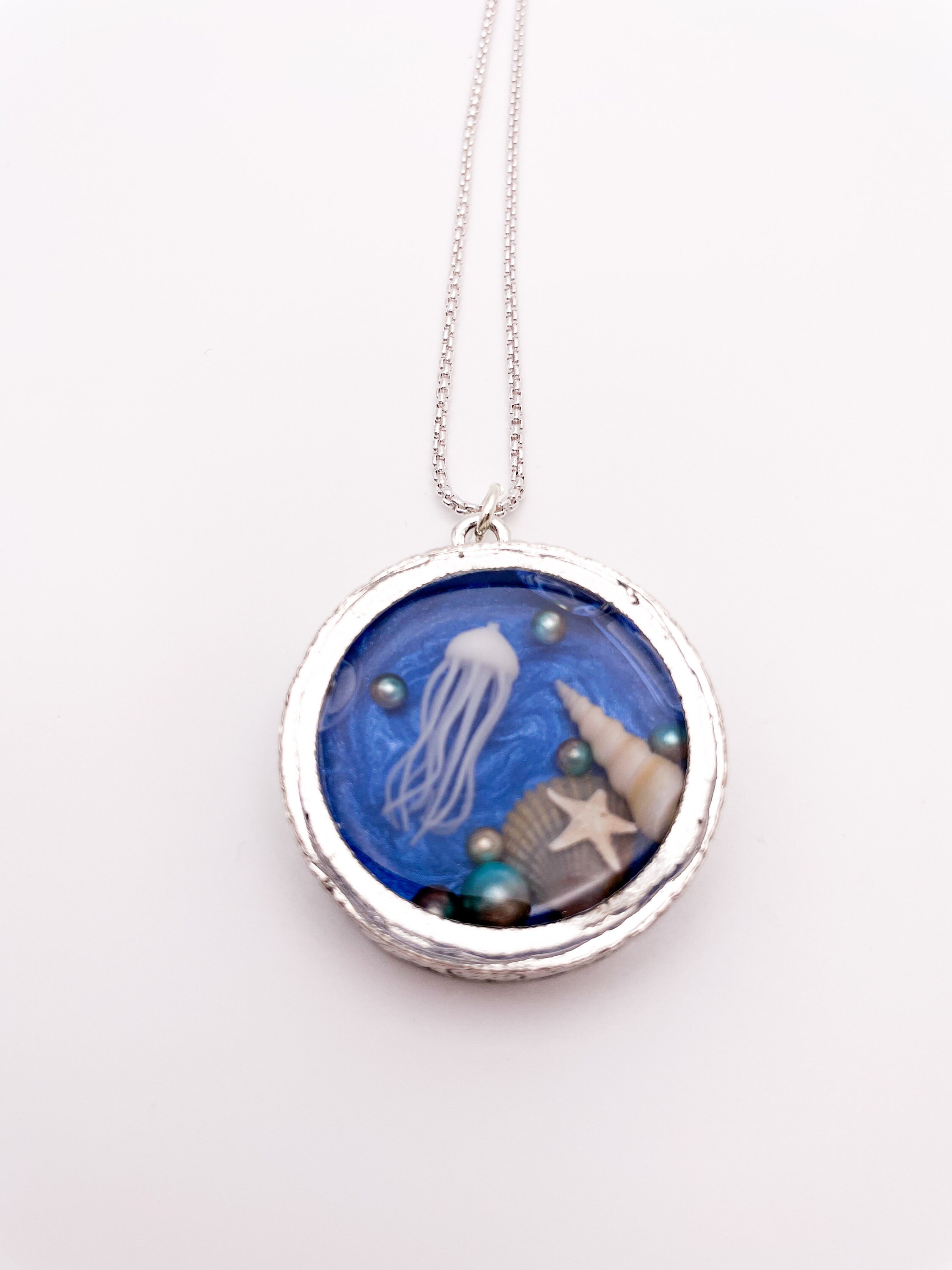 Jellyfish Necklace Underwater Terrarium Necklace Ocean Etsy