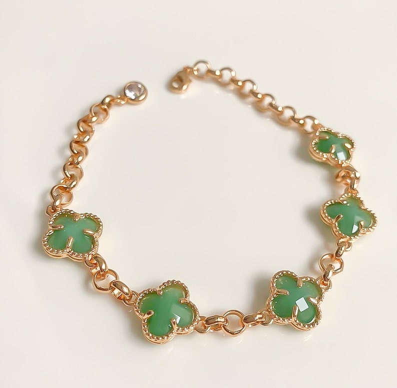 Luna four leaf clover bracelet gold plated etsy norway