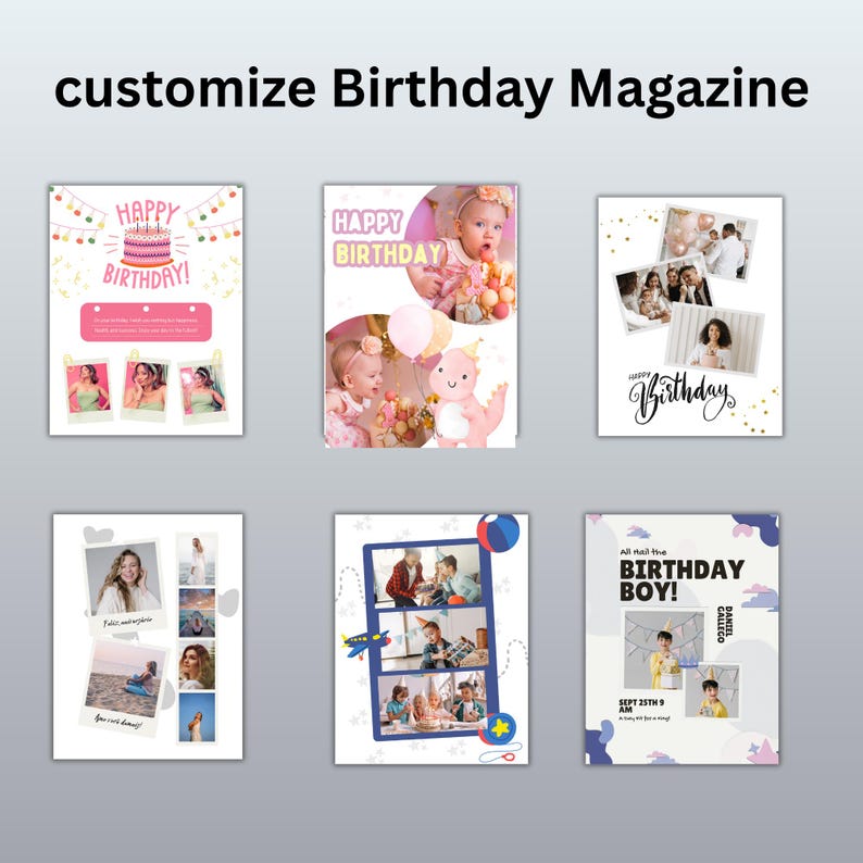 Magazine Card Vogue Style Birthday Magazine Template | Custom Canva Design (digital ...