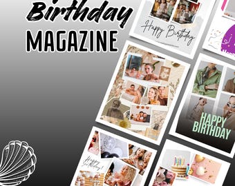 Editable Birthday Photo Magazine Template: Personalized Canva Gift (Digital Download)