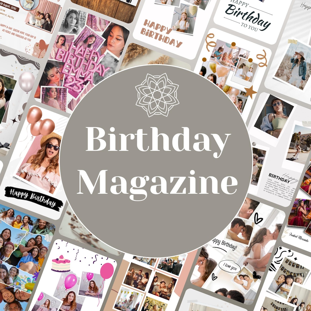 Custom Birthday Photo Magazine Template: DIY Gift (canva Editable ...