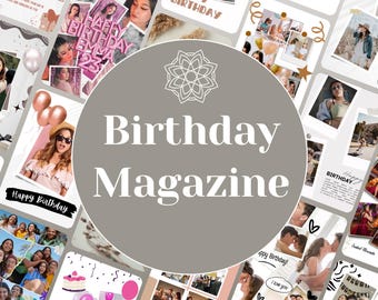 Custom Birthday Photo Magazine Template: DIY Gift (Canva Editable, Printable)