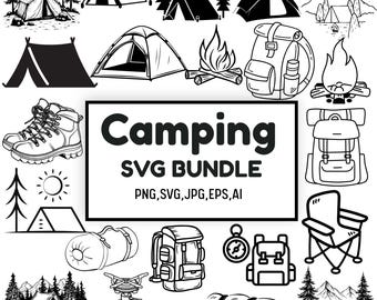 Camping SVG Mega Bundle: Campfire, Tent, Backpack Clipart (Digital Download)
