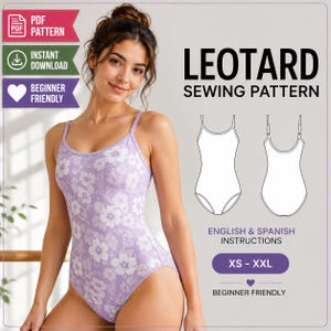 Leotard Sewing Pattern PDF – Bodysuit Dance Sloper XXS–4X, Low Hip Cut | Instant Download