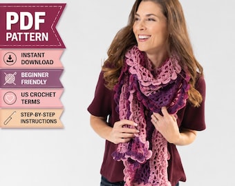 Scroll Lace Scarf Crochet Pattern – Elegant Mirror Lace Wrap (PDF Download)