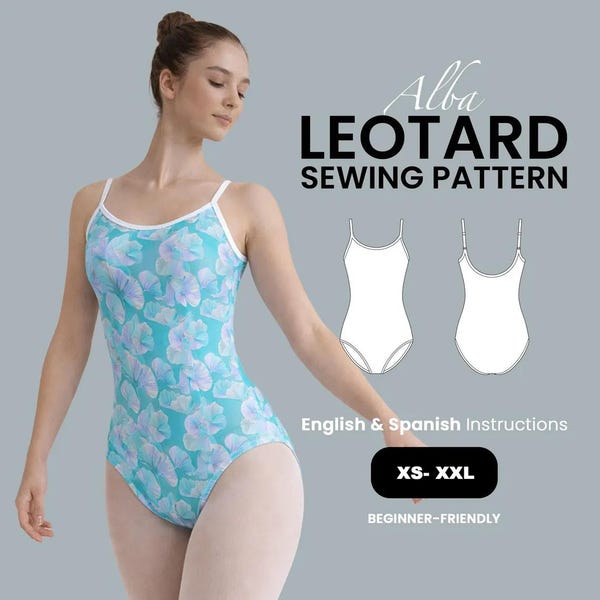 Leotard Sewing Pattern PDF – Bodysuit Dance Sloper XXS–4X, Low Hip Cut | Instant Download