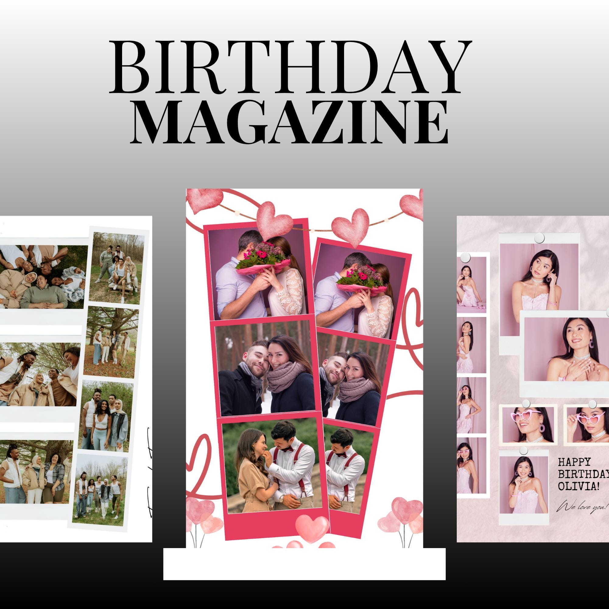 Editable Birthday Magazine Template | Custom Canva Photo Gift (digital ...