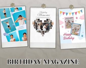 Custom Birthday Magazine Template: Editable Photo Keepsake (Canva)