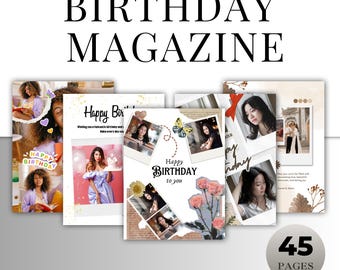 Custom Birthday Magazine: Photo Keepsake, Editable Canva Template (Digital Download)