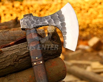 Functional Hand Forged Viking axe made with Carbon Steel Gift for Men and Women with Personalized Wooden box Wedding Groomsmen Proposal gift