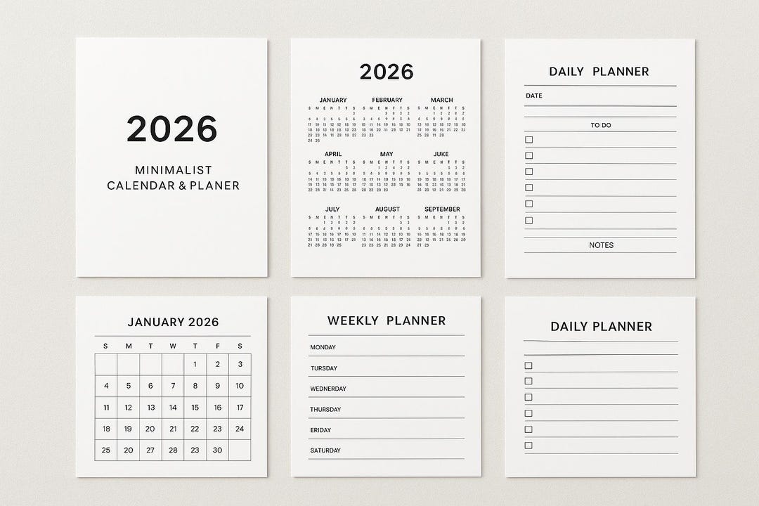 2026 Minimalist Calendar Printable: Monthly Planner (PDF Download) - Etsy