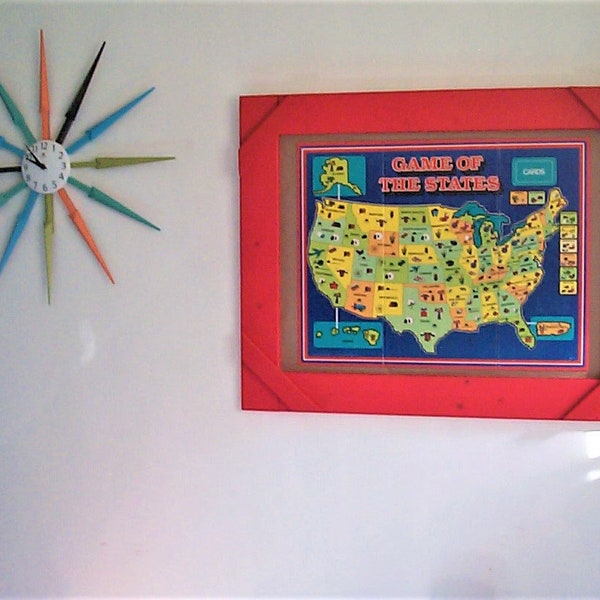 Great Game of the States Framed Vintage Game Board 1979