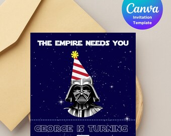 Star Wars Birthday Invitation | Darth Vader Party Invite | Digital Download | Printable 4x6 & 5x7 | Jedi Sith Theme Kids Boys Girls Gift