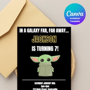 Editable Star Wars Birthday Invitation | Grogu Party Invite | Printable Digital Download | Mandalorian Themed Invite | Instant Download