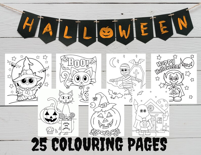 Halloween Printable Colouring Sheets Halloween Colouring - Etsy