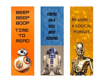 Star Wars Printable Bookmarks – Set of 3, Droids, Instant Download, DIY Printable for Book Lovers & Star Wars Fans | May the Fourth