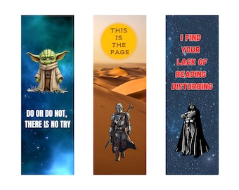 Star Wars Printable Bookmarks – Set of 3 | Instant Download | DIY Bookmarks for Star Wars Fans & Book Lovers | May the Fourth