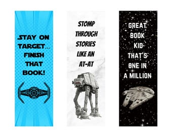 Star Wars Printable Bookmarks – Set of 3 | Instant Download DIY Bookmarks for Kids, Adults, Bookworms & Star Wars Fans | Star Wars Party
