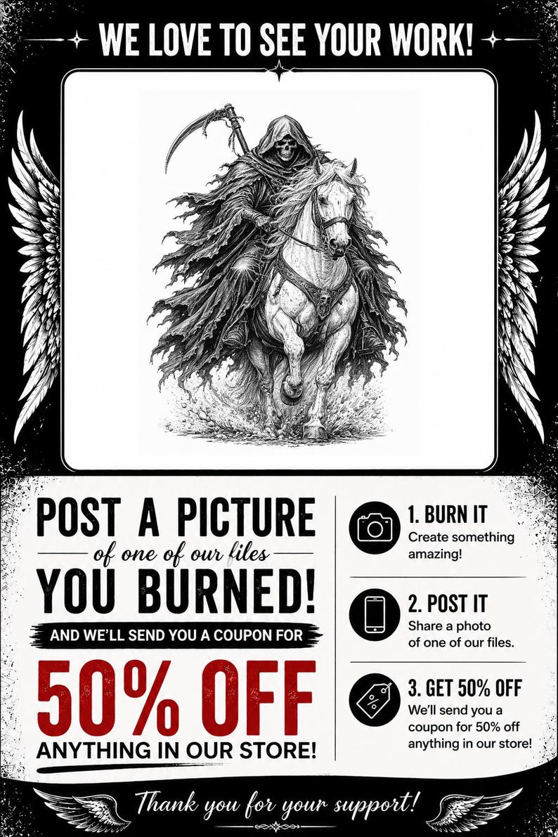 Grim Reaper Pale Horse Engraving Design, Laser File (PNG Download) - Etsy