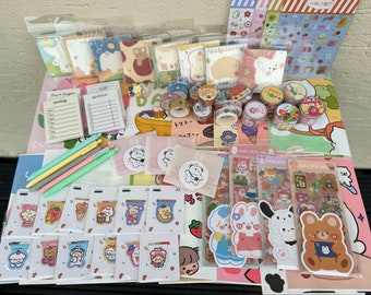 Japanese Stationery Mystery Bundle Pack- Cute Cartoon Kawaii Party Bag- Lucky Dip- Travel Kids Bag - Christmas Gift- Stocking Filler