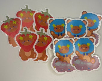 Homemade Cartoon Bear Stickers Kawaii Stationery Bundle