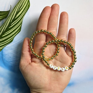 Gold Beaded Bracelet. Woman Custom Bracelet, Personalised Bracelet for Woman. 18k Gold Plated Beaded Bracelet, Bridesmaid Custom Gift.