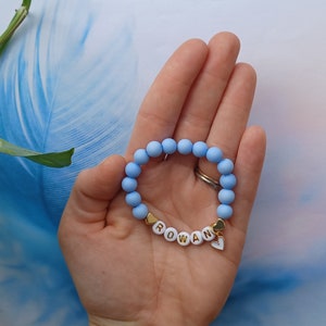 Bracelet personnalisé pour enfant, Bracelet à breloques coeur, Bracelet personnalisé pour enfant, Bijoux pour tout-petit, Bracelet prénom, Mode cadeau pour enfant Blue