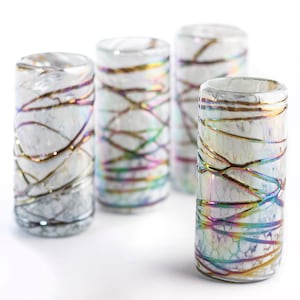MEXTEQUIL - Authentic Mexican Tequila Shot Glasses - Tequila Set of shot glasses - 4 pcs - 2 Oz - Hand Blown Shot Glass (Frosty Fusion)