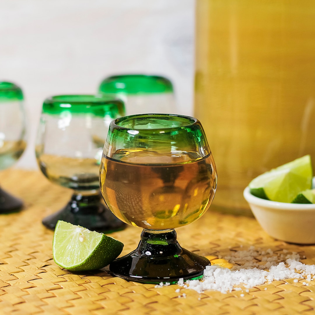 MEXTEQUIL Authentic Mexican Tequila Hand Blown Shot Glasses Set of 42