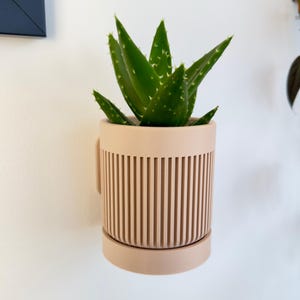 Modern hanging indoor wall planter with saucer, succulent air plant holder, 3d printed unique airbnb mcm plant pot with drainage