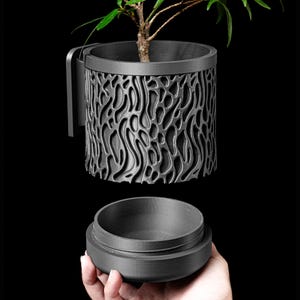 Wall Planter – Modern Geometric Hanging Indoor Plant Pot | 3D Printed Boho Air Plant Vase | Mid Century Modern Decor, Hidden Wall mount