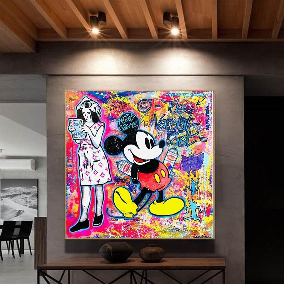 Mickey Mouse Graffiti Street Artist CANVAS Wall Art, Disney Art Decor, Kids  Room