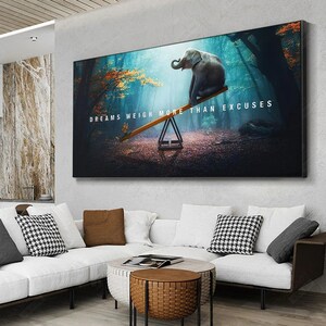 Qfdian Animal Motivational Quote Canvas Painting Poster Print Letter Dreams Weigh More Than Excuses Wall Art Picture Living Room Decor main image 0