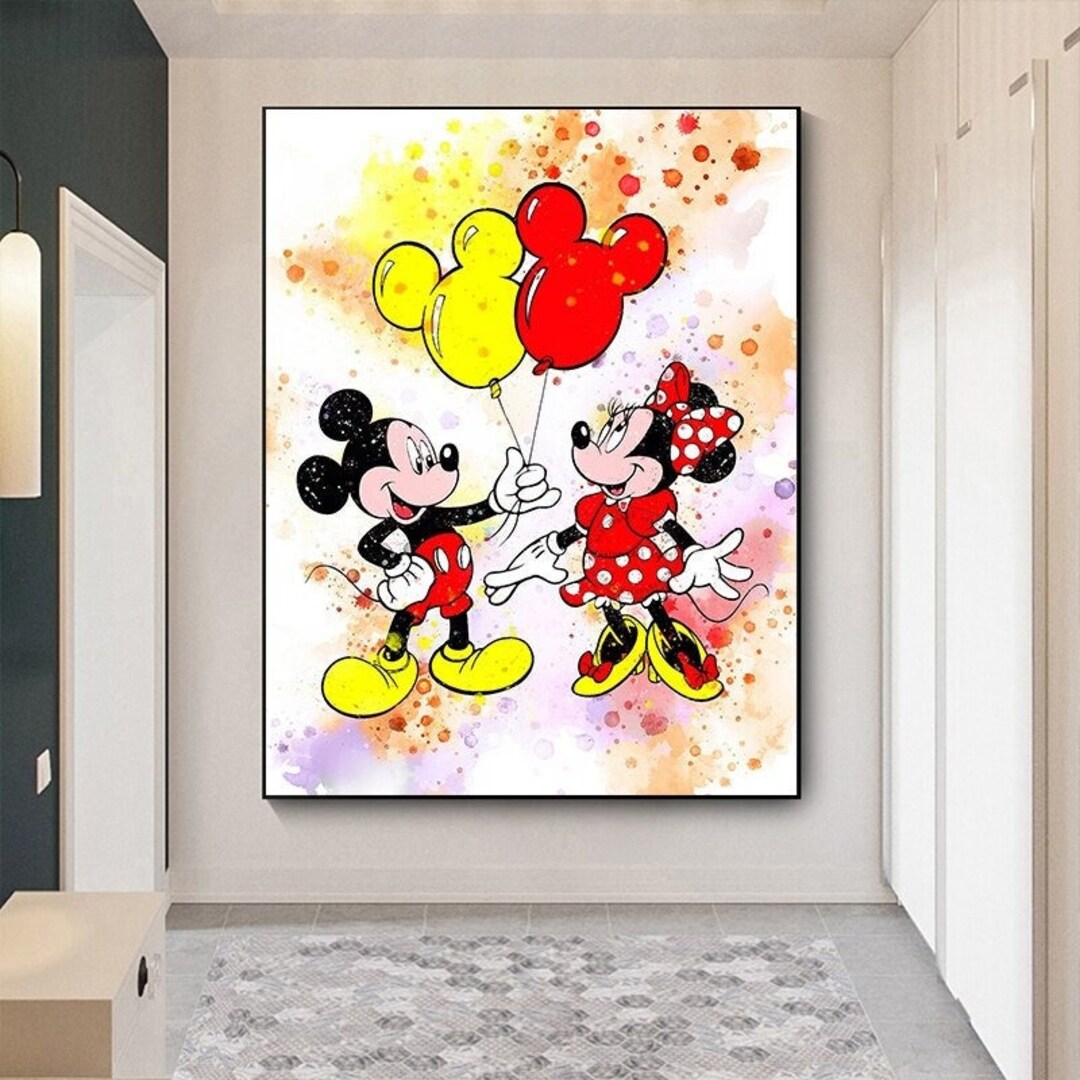 Watercolor MICKEY and MINNIE Poster Canvas Print Wall Art Posters for ...