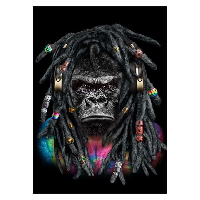 Gorilla Monkey With Dreadlocks Posters and Prints on Canvas Painting Cool Animals Wall Art