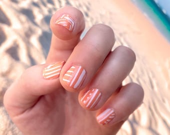 Nagelkonst-wrap i handritat lermönster - lavendel och terrakotta | DIY manikyrkit nagelwraps