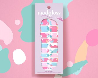 Barb-docka-inspirerade nagelkonst-wraps | Pink Doll Dreamhouse moderna abstrakta nagelremsor
