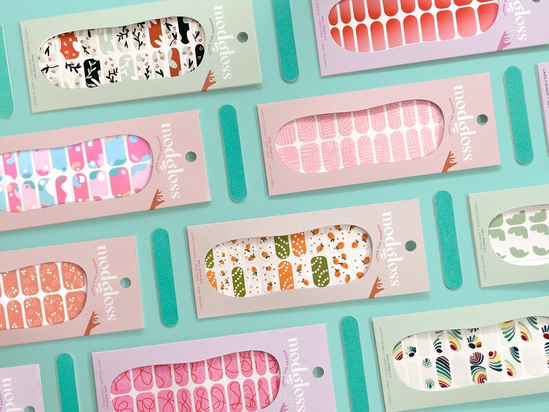 a display of different types of nail stickers
