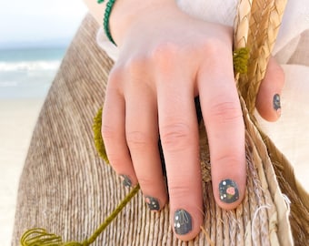 Nagelkonst-kit med blå blommor och rosor | Designer-nagelkonst med blommönster