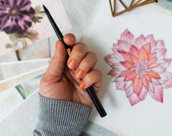 Sunset Passion Ombré Nagelinpackningskit | Rosa Orange Ombré Gelnagelremsor | Nagelkonst med soluppgång vid stranden