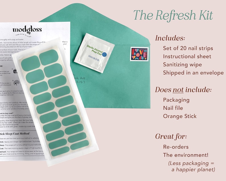 the refresh kit includes instructions, instructions, and stickers