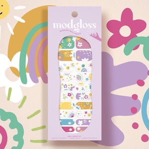 Good Vibes Pop-Art Kawaii Transparent Rainbow Nail Art Wrap Kit | rainbow smiley face daisy nail wrap | Korean kpop Nail Art
