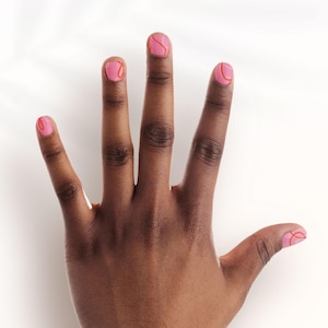 Pink Artistic Line Art Nail Strip Kit | &#39;Knocked for a Loop&#39; Nail Wrap Kit