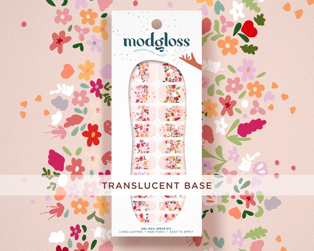 Floral Nail Wraps Translucent Flower Nail Wraps sheer French Wildflower